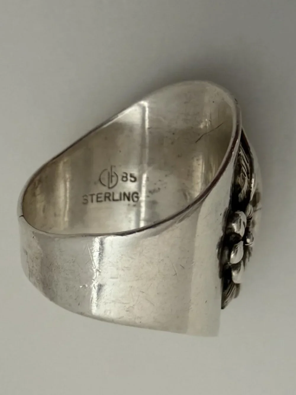 Vintage 1985 CAROL FELLEY 925 Sterling Ring w rose quartz stone Southwest design
